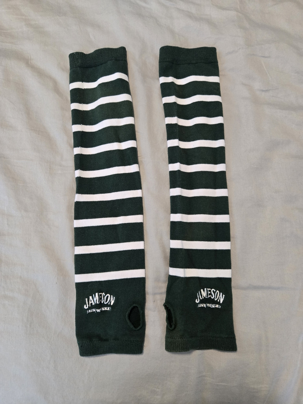 Jameson Irish Whiskey Green & White Striped Arm Warmers By Sport Tek